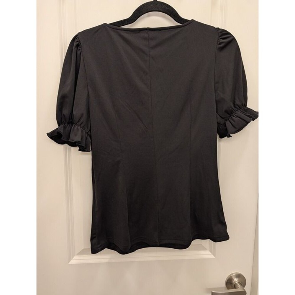 Scarlet Darkness Black Square Neck Puff Short Sleeve Peasant Top Medium - Picture 4 of 7